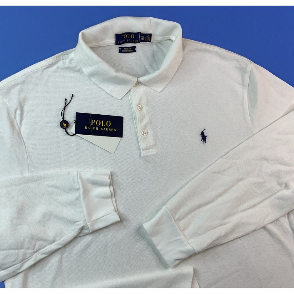 Polo Ralph Lauren Slim Fit Stretch Mesh Long Sleeve Shirt White Mens Size 2XL